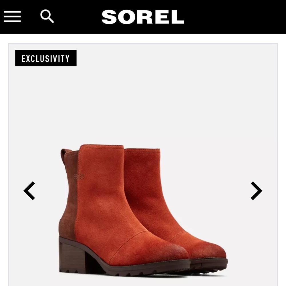 NWOT SOREL CATE 2 tone orange and brown leather ANKLE 🥰 bootie